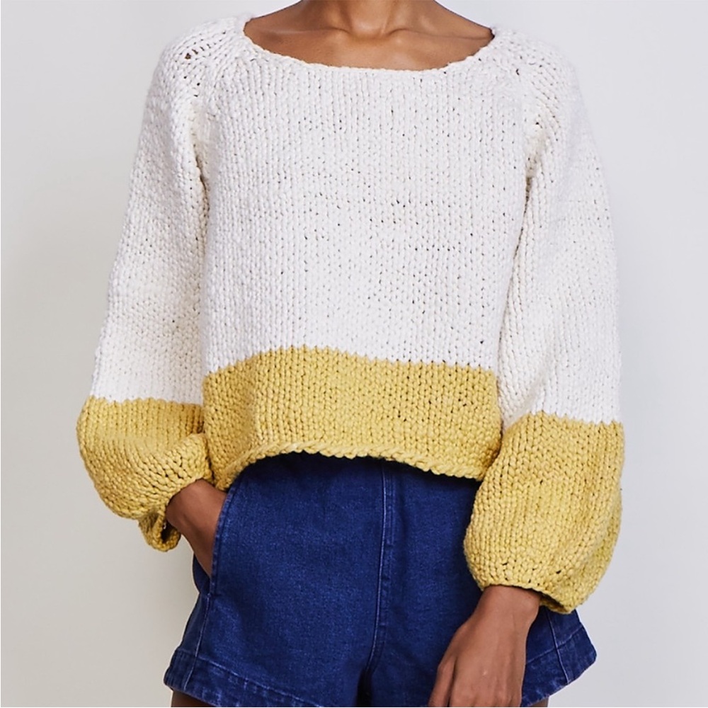 Apiece Apart | Elena Handknit Sweater in Natural/Yellow | S